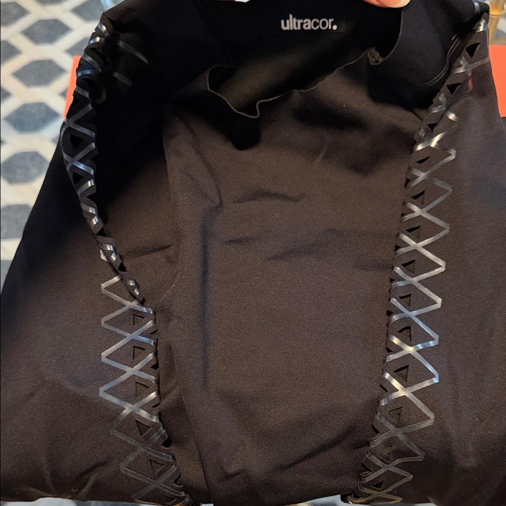 Ultracor Black Leggings with Metallic Accents